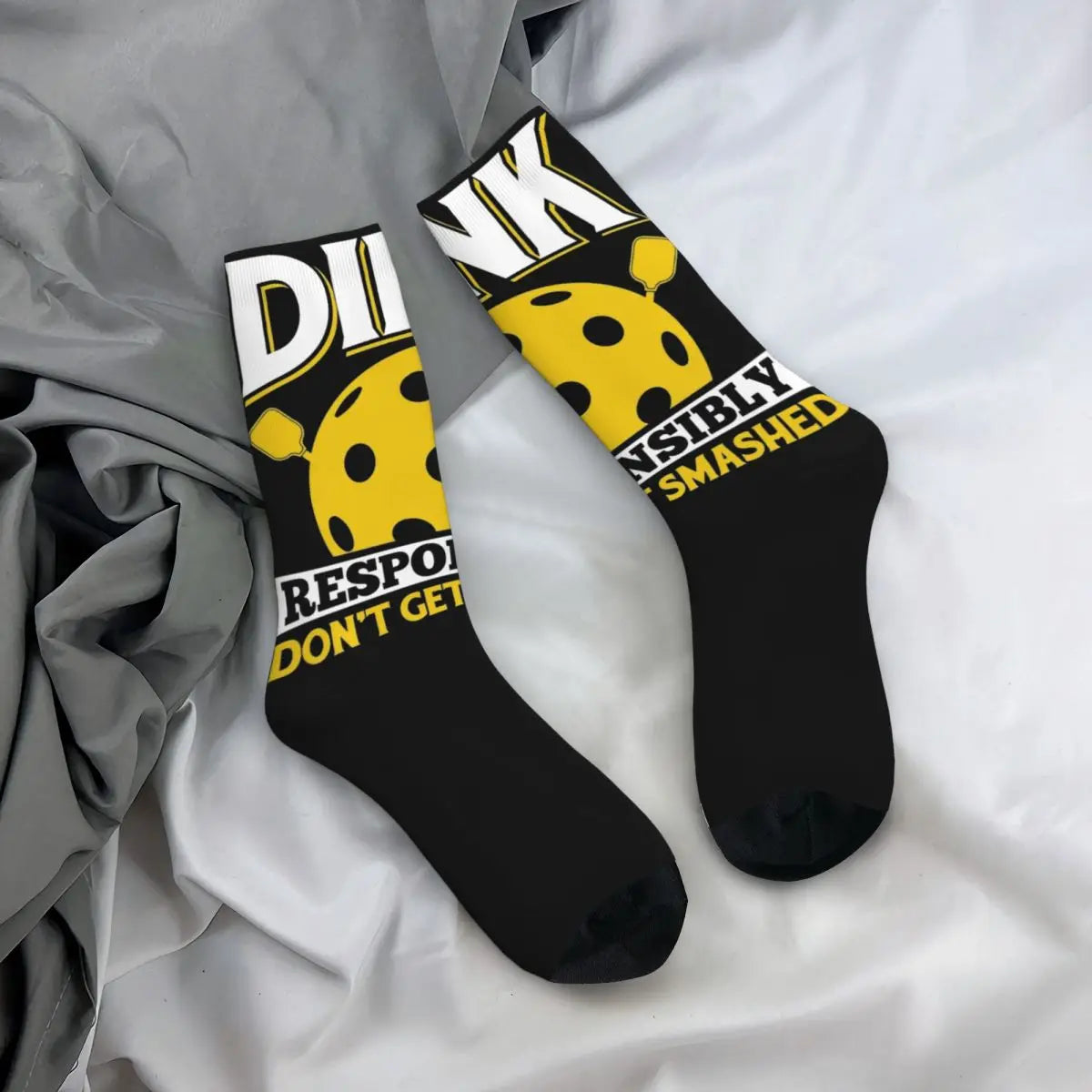 Dink Responsibly, Don't Get Smashed Crew Socks