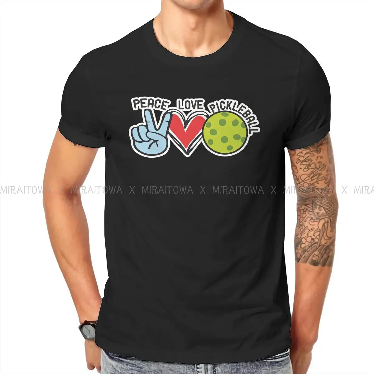 Peace, Love & Pickleball T Shirt - Form Fitting