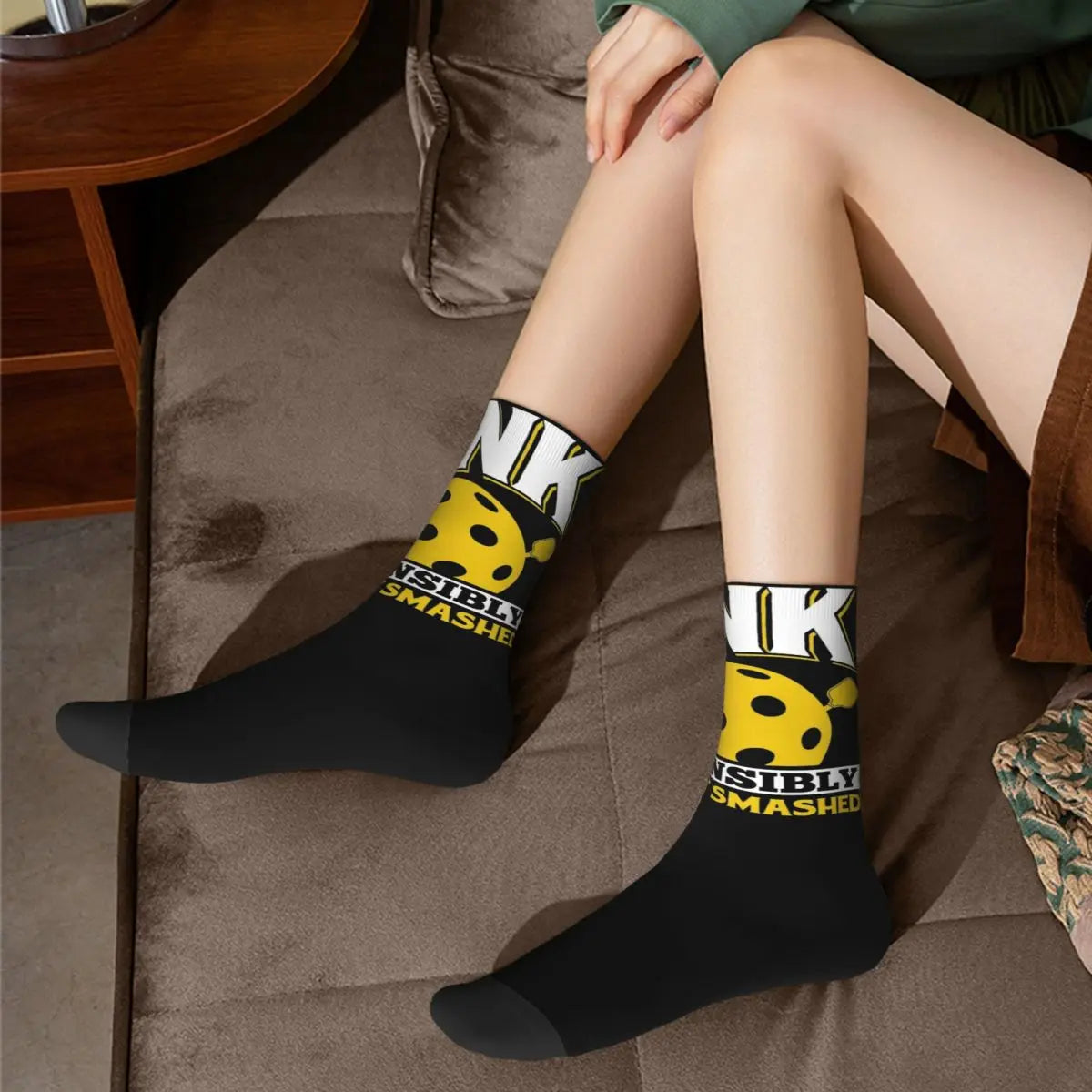 Dink Responsibly, Don't Get Smashed Crew Socks