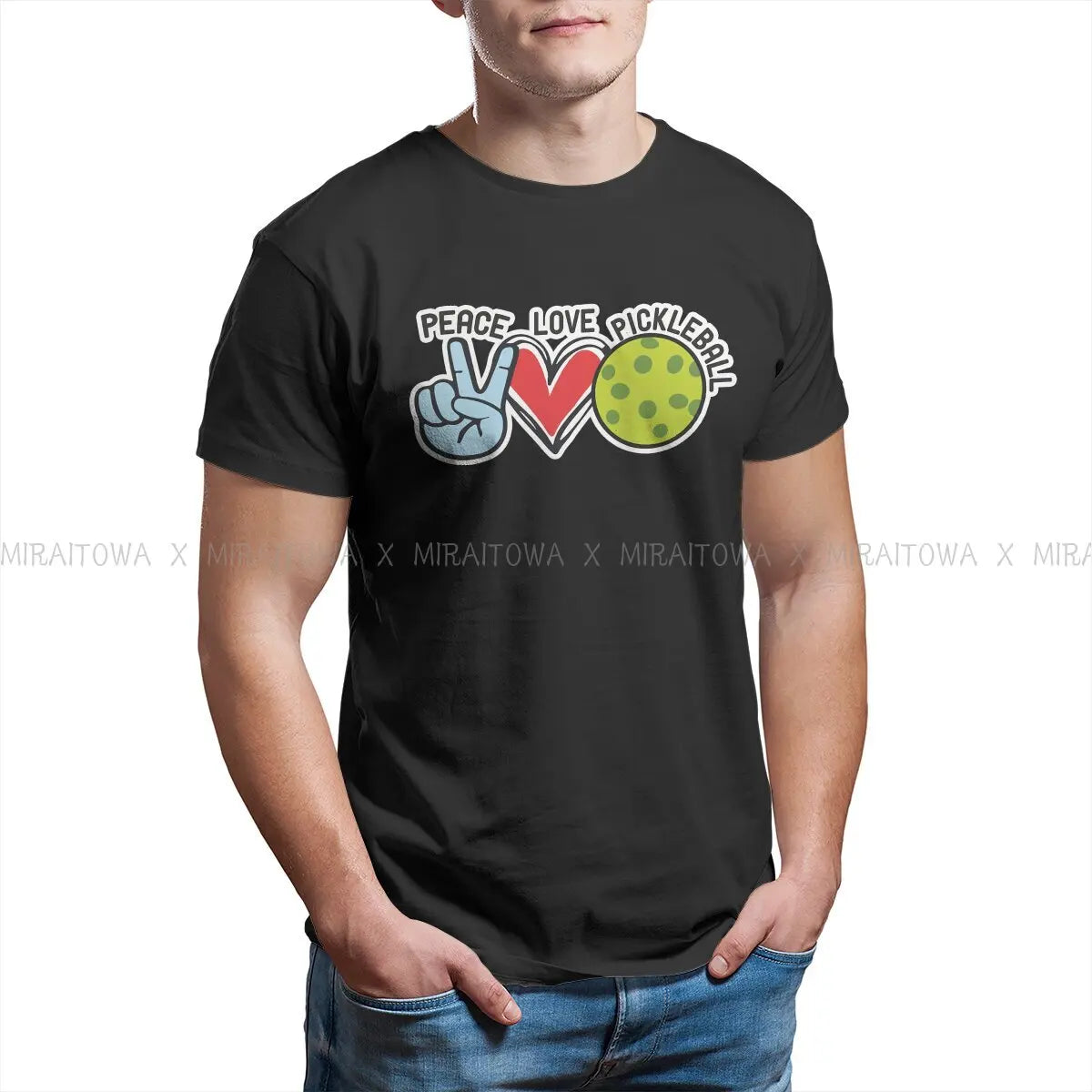 Peace, Love & Pickleball T Shirt - Form Fitting